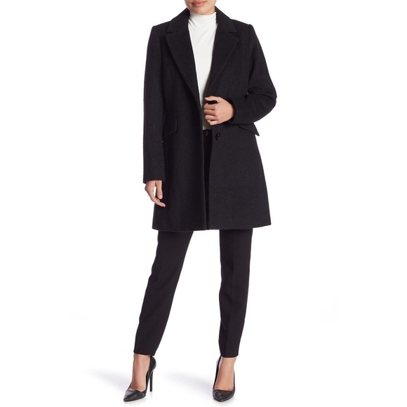 [Sam Edelman] Classic Black Wool Blend Peacoat - Picture 2 of 6